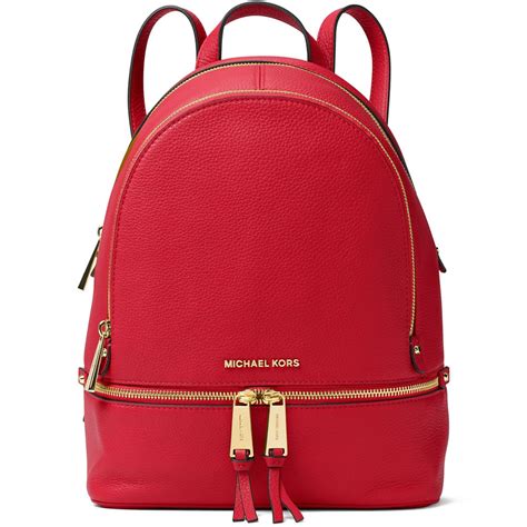 michael kors rhea mini leather backpack red one size|Michael Kors rhea zip backpack.